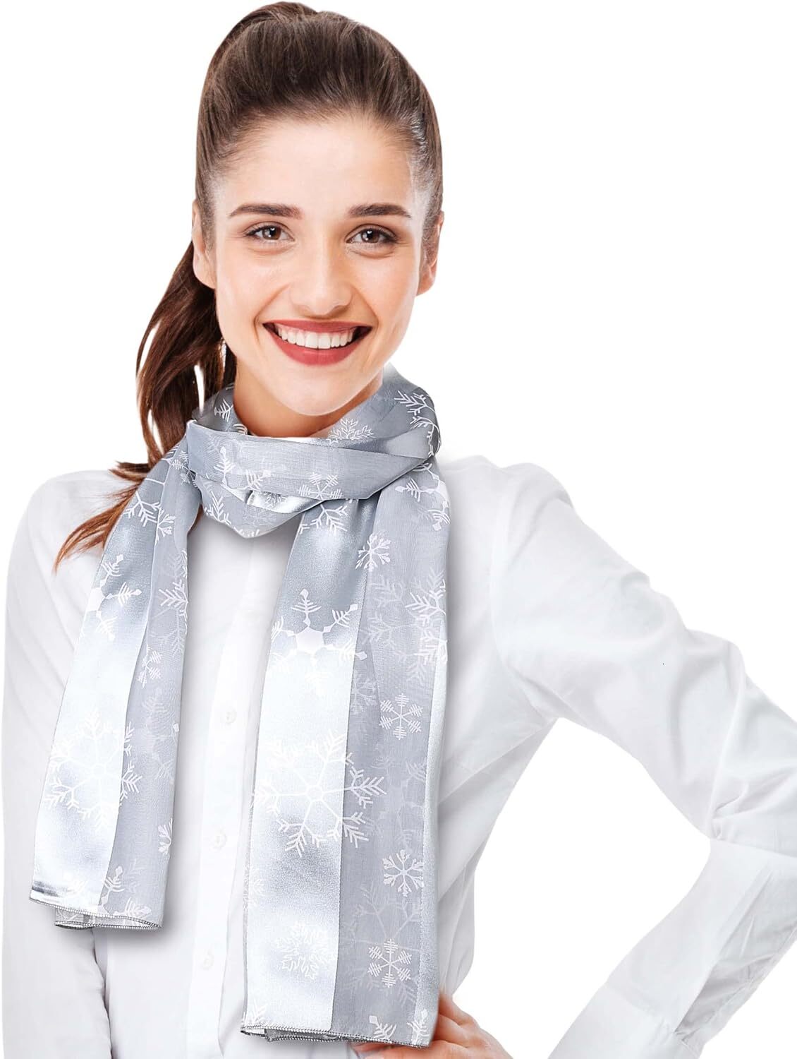 Custom Christmas Scarf Christmas Snowman Snowflakes Theme Fashion Scarf - 13"x60" Made In Korea