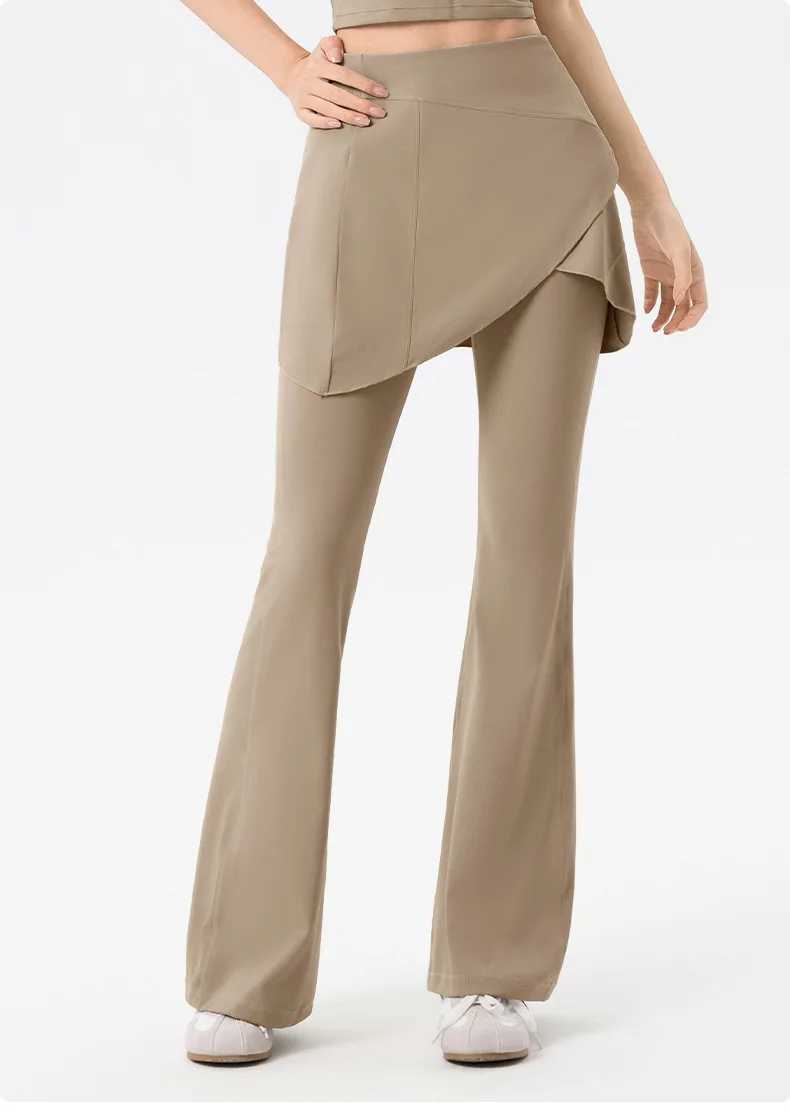 Yoga Pants for Women with High Waist Antiexposure Fake Twopiece Hip Lifting Exercise Pants for Bellytight Wideleg Leggings J251030