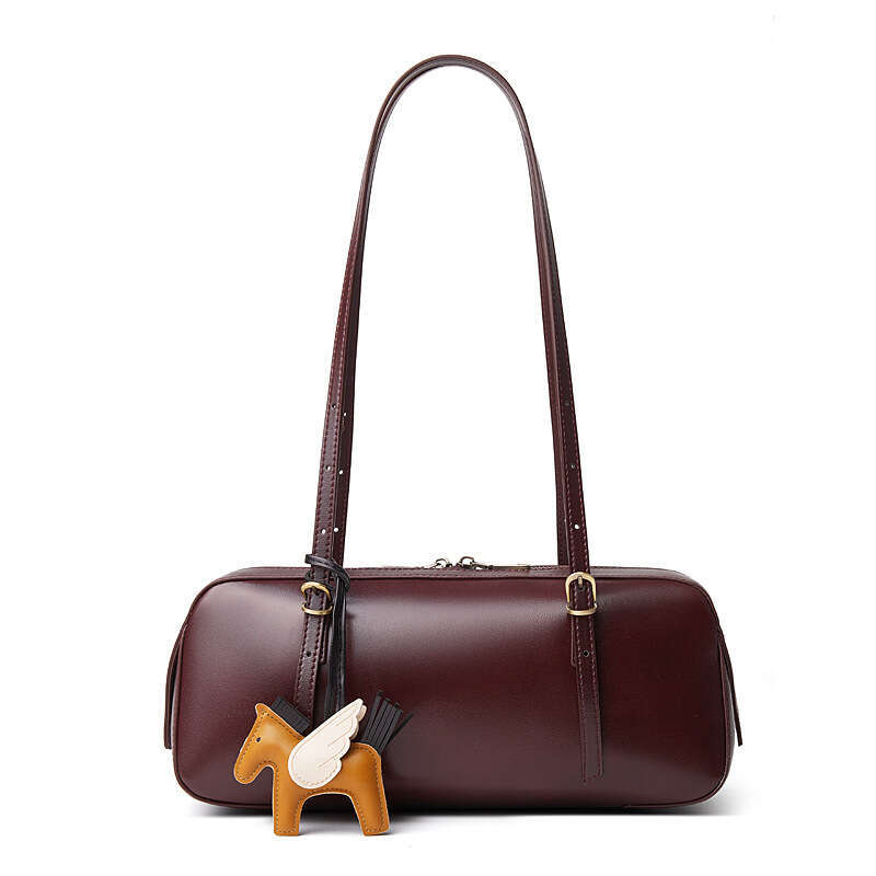 Genuine Leather Underarm Bowling Women Versatile Niche Vegetable Tanned Top Layer Cowhide Handbag Women's Bag