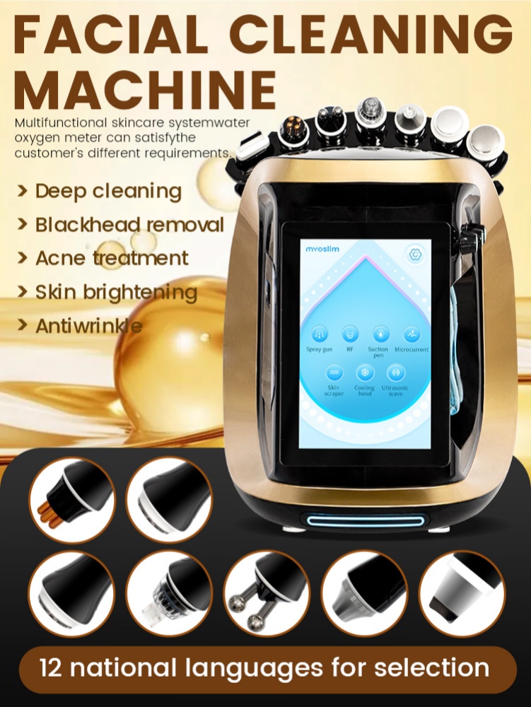 Water Hydra Dermabrasion 7 In 1 Oxygen Ice Blue Smart Jet Aqua Peeling Small Bubble Microcurrents For Facial Cleansing Machine