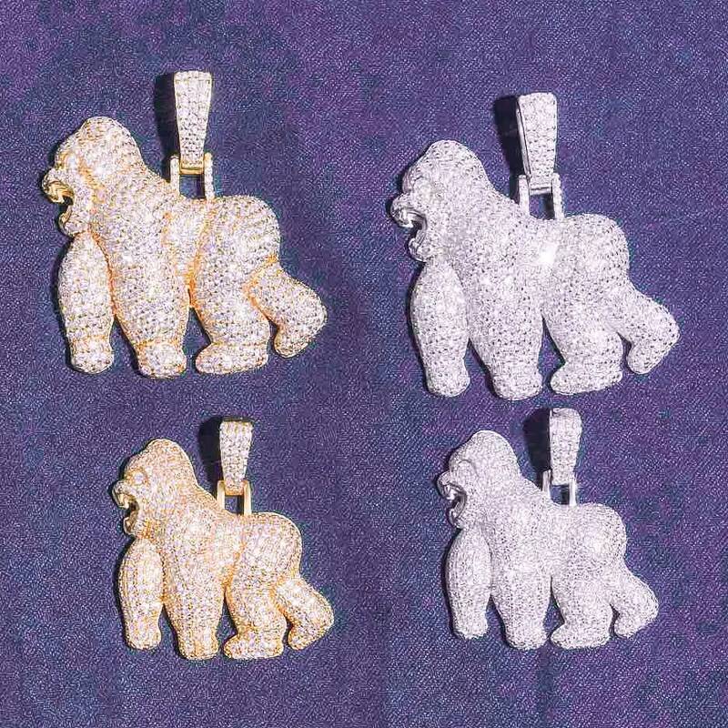 GRA D Color Iced Out Moissanite Mens Cluster Gorilla Pendant With 925 Sterling Silver Pass Diamond Tester