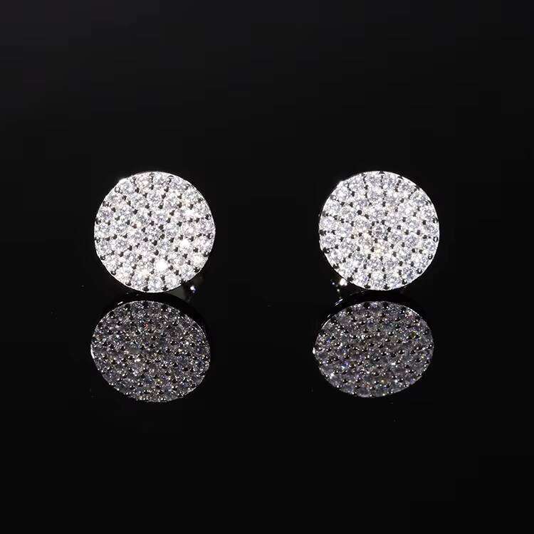 Men Women Fashion Bling Jewelry 925 Sterling Silver Gold Plated Moissanite Stones Studs Earrings Nice Gift