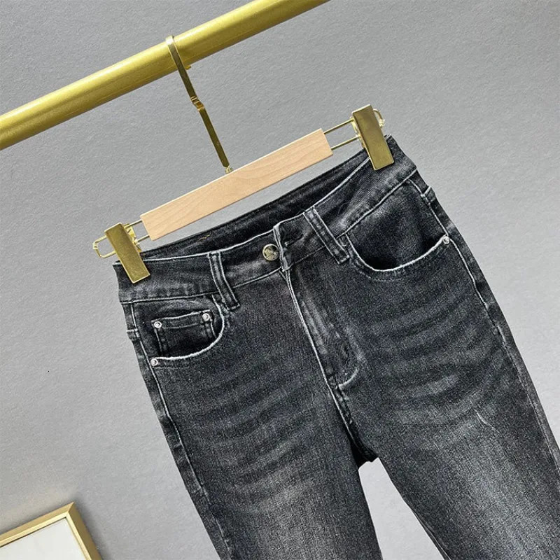 Rhinestone Jeans Women Stretch Jeans Fashion High Waist Denim Pants for Women Elegant Skinny Jeans Women Clothing 251029