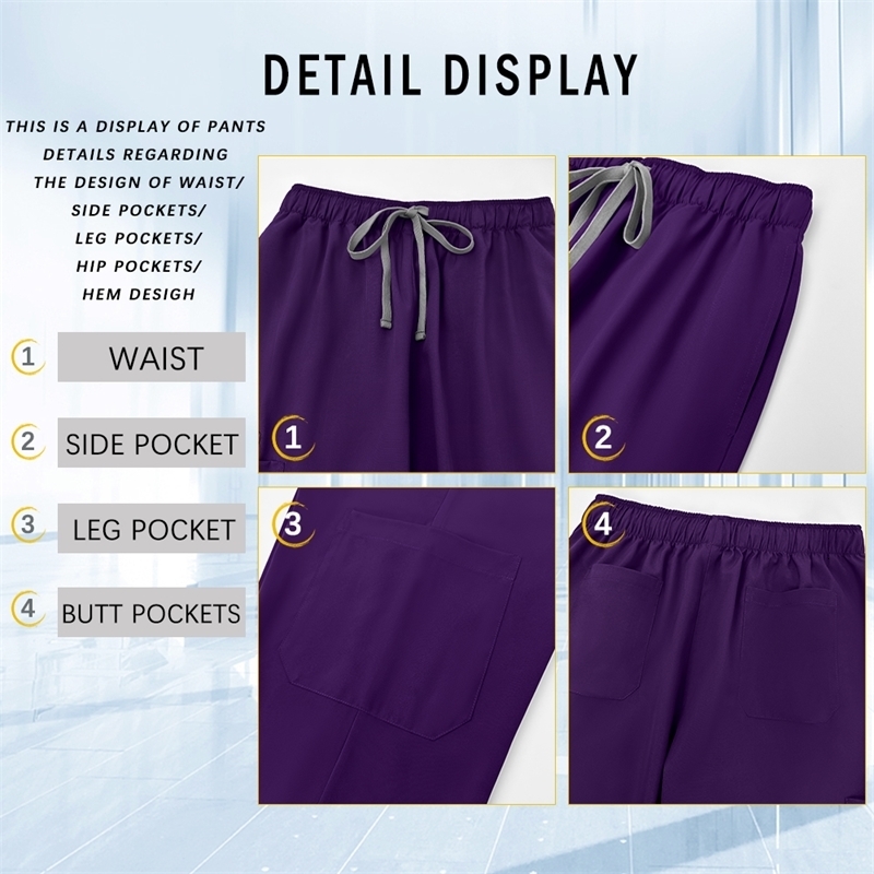 Unisex Straight Pants Suit 2 Piece Suit Beauty Work Wear Uniforms Women Nurse Clothes Pockets Top Nursing Pants 251029