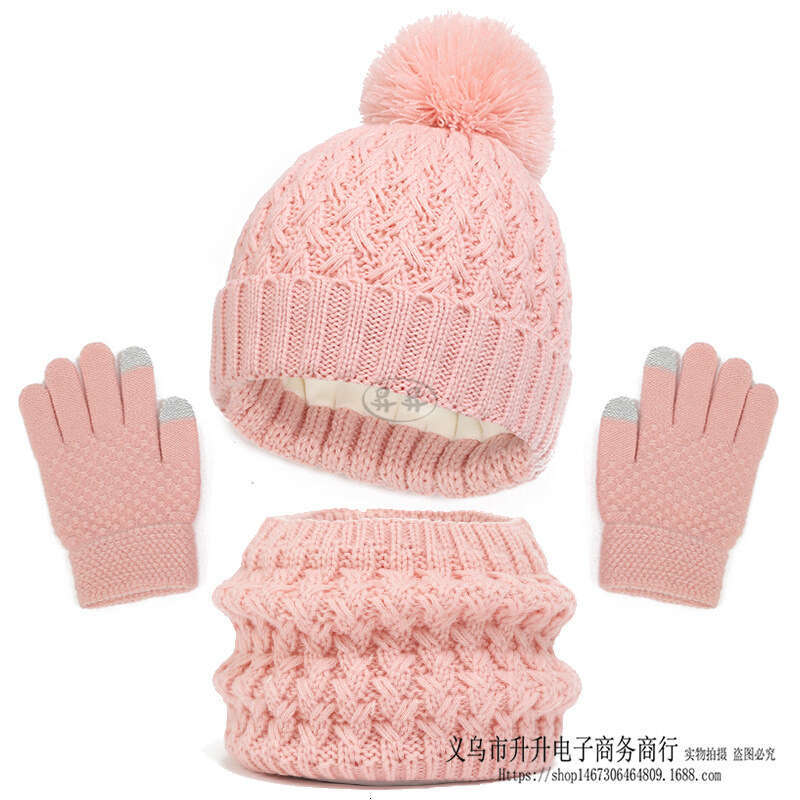 New Children's Scarf Gloves Three-Piece Set Autumn Winter Fleece Lined Thickened Single Ball Baby Hat
