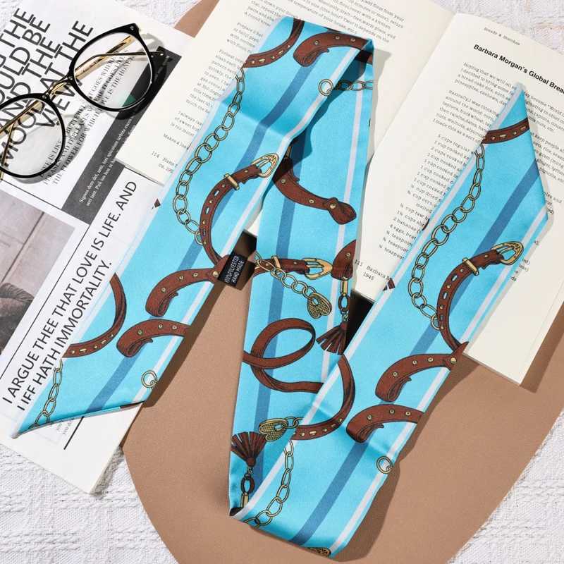Womens Silk Scarf Ribbon Headband Hair Tie Long Bag Strap Wrap Neck Accessory Multiuse Printed Fashion Daily ScarfW251029
