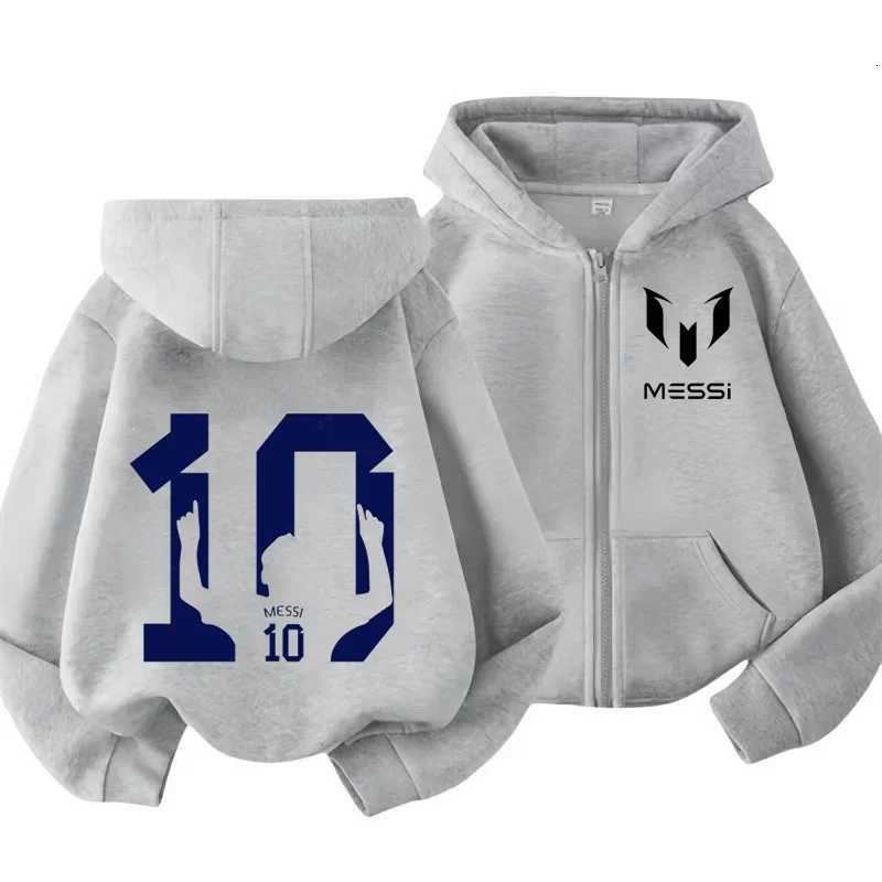 Messi Hoodie Childrens Clothing Spring Fall Long Sleeve Hooded Zipper Hoodie Sportswear Baby Boys 314 Years Old Football CoatT251030