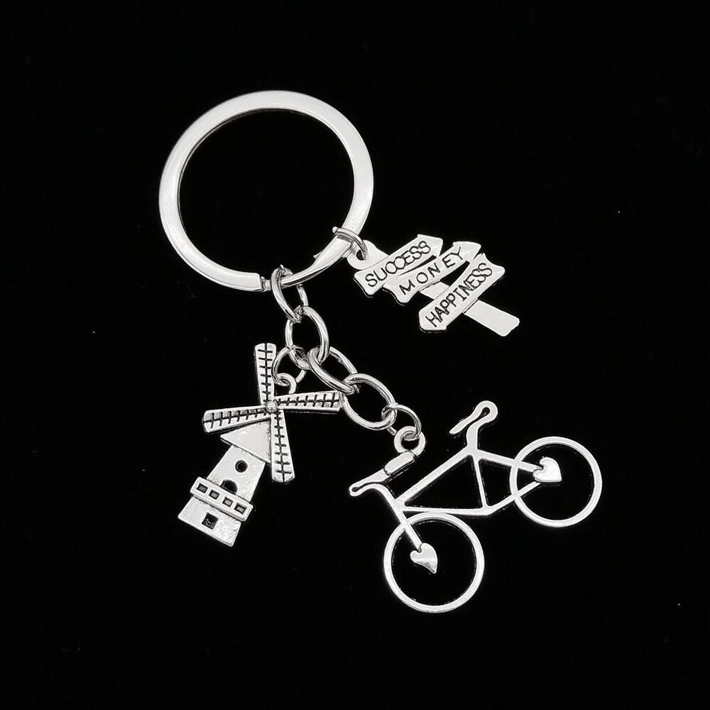 Zinc Alloy Bicycle Life Guide Sign Pendant Couple Keychain Accessory