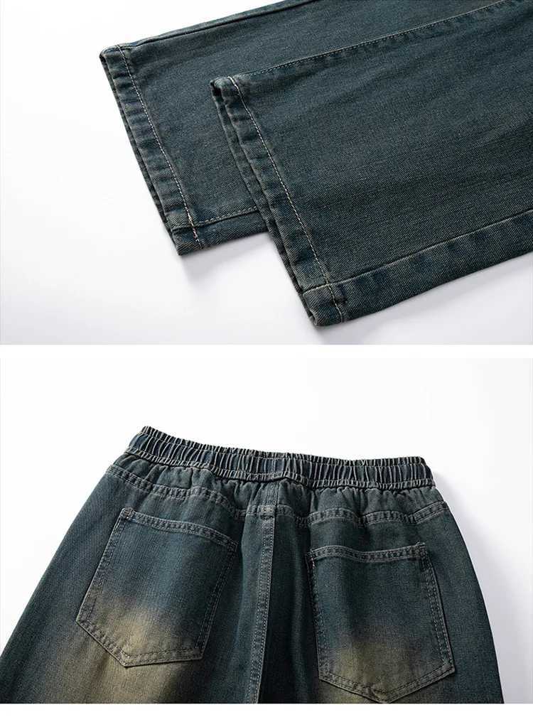 Broken hole jeans mens 2025 summer new loose straight leg American high street wide leg pants trendy brand versatile long pants J251030