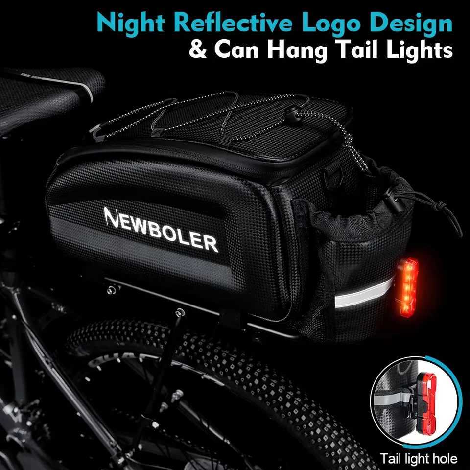 NEWBOLER Hard Shell Bicycle Trunk Bag Large Capacity Bike Shoulder Bag Waterproof Bike Rear Seat Rack Bag For MTB Cycling EBike H251029