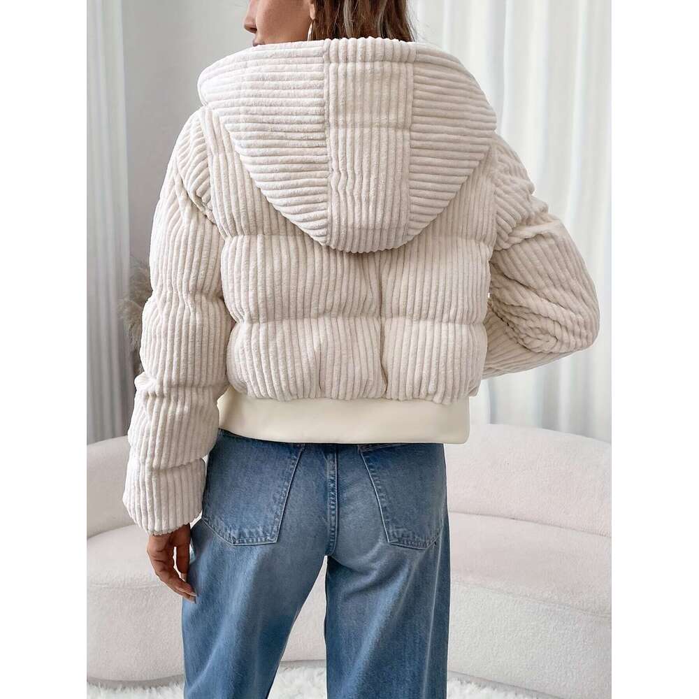 Elegant Jacket Elegant Women S Short Zip Up Hooded Jacket Full Zip Closure H Line Silhouette Flared Hem Hine Washable Versatile Casual To Semi Formal