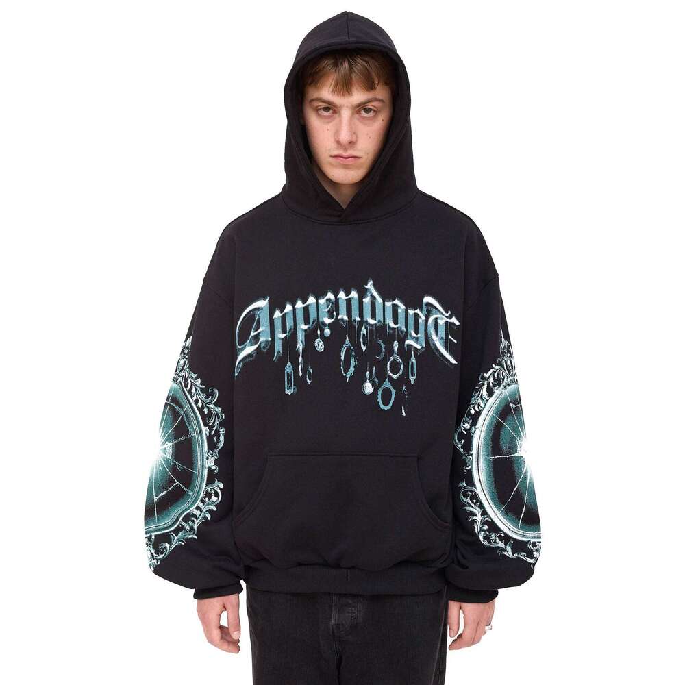 New Gothic Pattern Print Loose Men Women Retro Y2k Hoodies Fashion Sweatshirts Casual Haruku Hooded Pullover