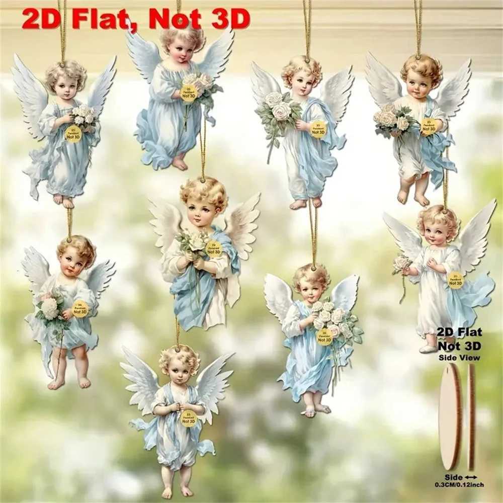 91236pcs Vintage Christmas Angel Wooden Pendants Artificial Wood Hanging Ornaments Perfect for Home Outdoor Holiday Decor C251030