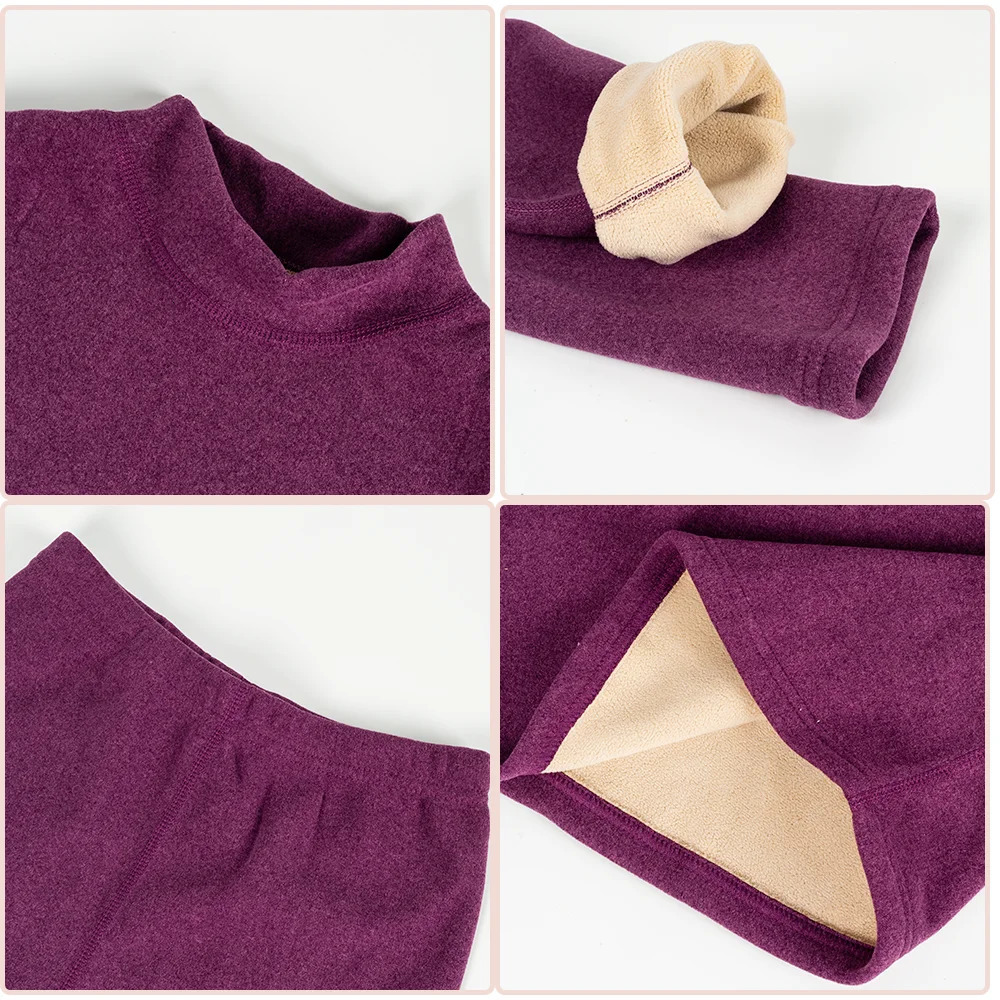 Women Thermal Underwear Sets Midhigh Collar Winter Warmth High Stretch Base Thick Velvet Tops Trousers Autumn Clothes Pants 251029