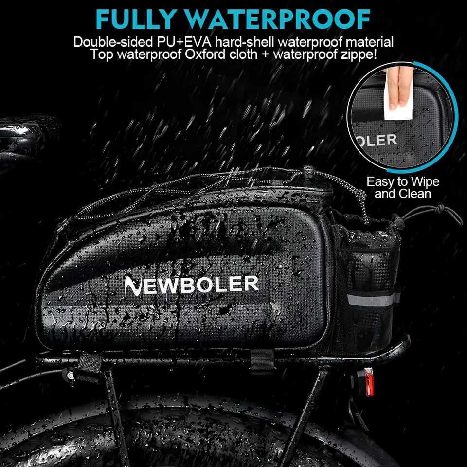 NEWBOLER Hard Shell Bicycle Trunk Bag Large Capacity Bike Shoulder Bag Waterproof Bike Rear Seat Rack Bag For MTB Cycling EBike H251029