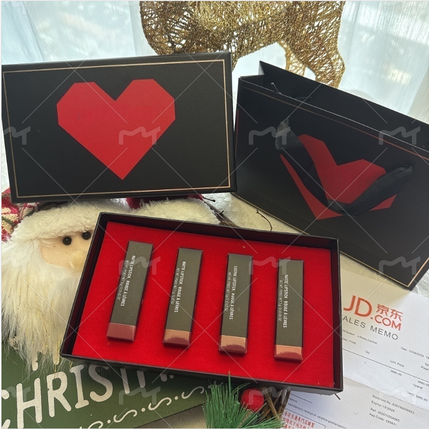 Brand Matte Lipstick Set 4-color Makeup Lipsticks Long Lasting lip Cosmetics Box Kit with gift bag