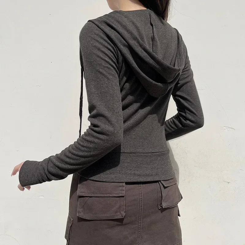Casual Streetwear Basic Hooded Pockets Sweatshirt Tracksuit Solid Long Sleeve Hoodies Women Autumn Spring Fashion 251030