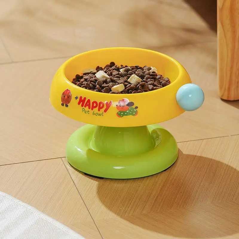 Vacuum suction pet bowl suitable for cats and dogs protects the neck water bowl dog bowl tilted mouth highlegged bowl J251113