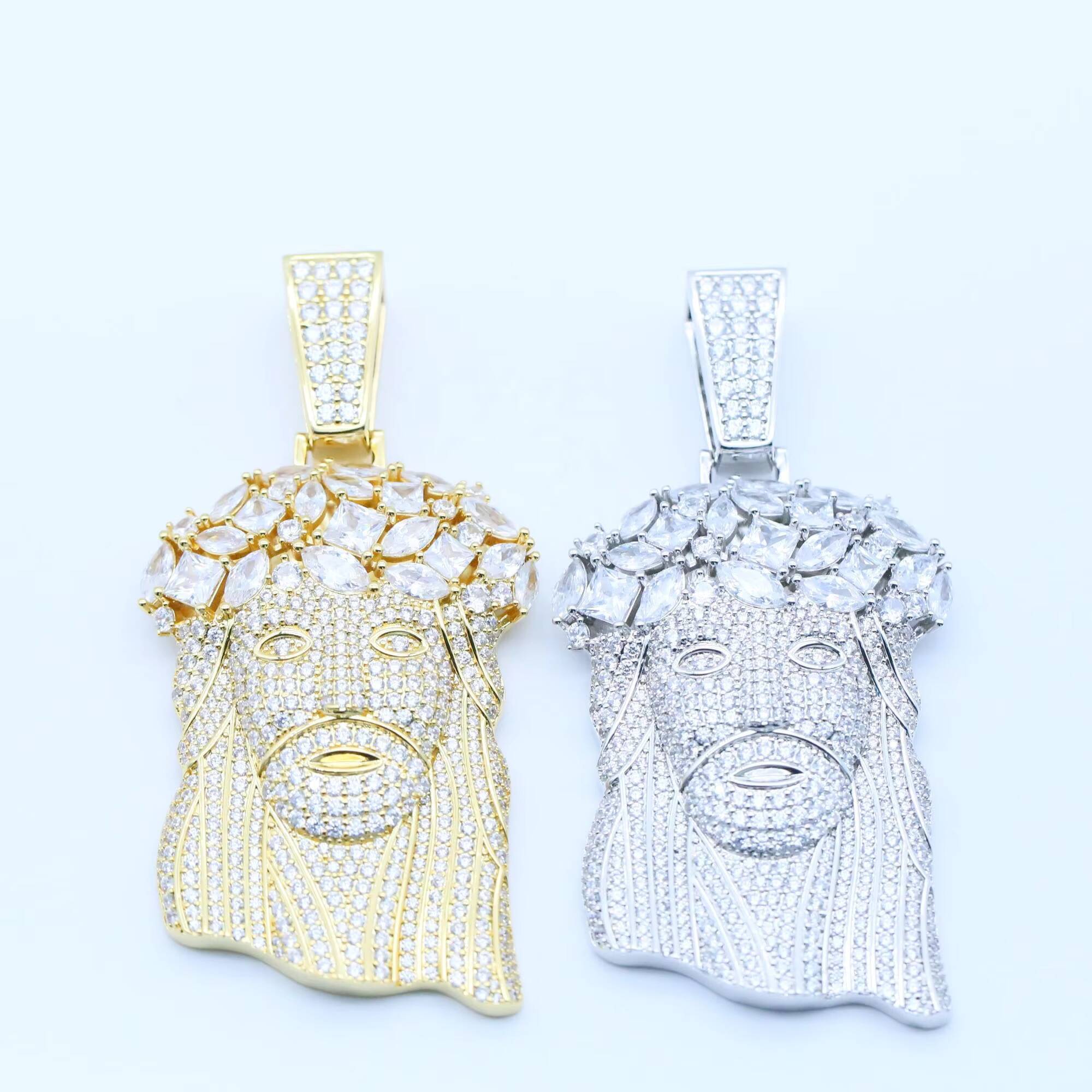 Luxury Diamond 925 Sterling Silver Pendant Full Paved Cz Diamond Pendant Hiphop Religious Jesus Pendant