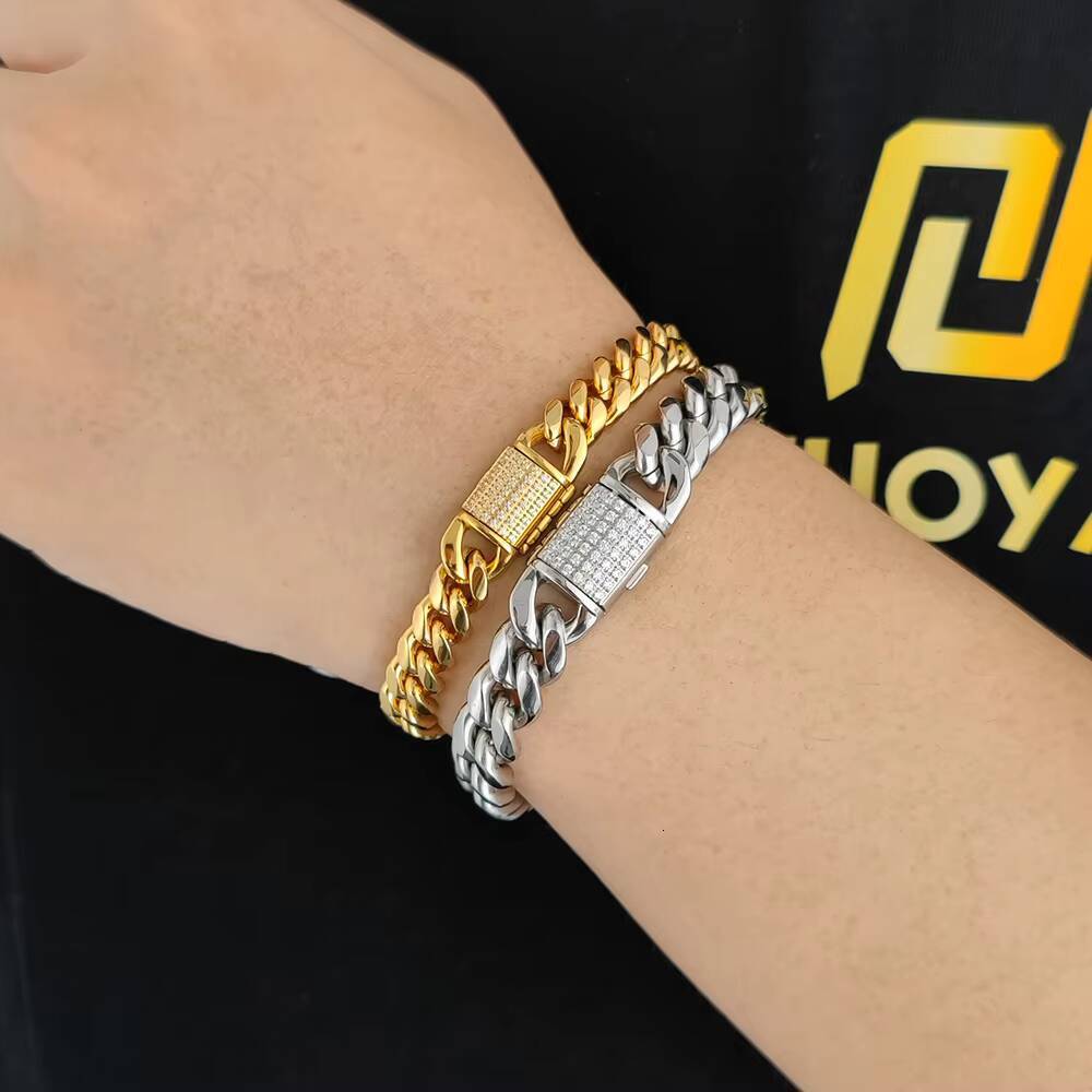 Wholesale Custom Stainless Steel Cuban Bracelet High Polish Curb Chain Cuban Link Bracelet Women Designer's style