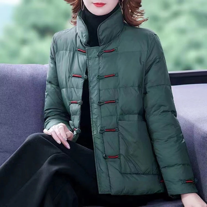 Fashion Lightweight Short Buckle Down Cotton Overcoat Autumn Winter Jacket Women 2024 Female Casual Warm Parkas Outerwear 251015
