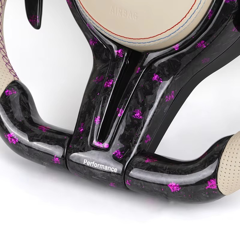 Half Perforated Leather Purple Forged Carbon LED Steering Wheel for BMW F10 F20 F22 F30 F32 M5 F90 F80 M3 M4 F82 M2 F87 Coupe
