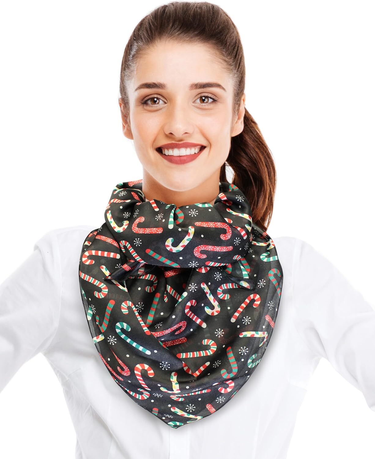 Custom Women's Lightweight Soft Silk Feeling Christmas gifts Poinsettia Snowman Scarf 13" 70" 21" 21"or x 35"