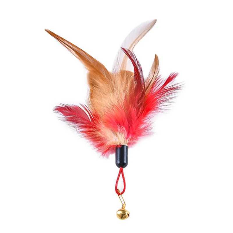 5Pcs Cat Teaser Wand Refills Chicken Feathers Replacement With Bell Interactive Kitten Toy Cat Toys S251029{category}