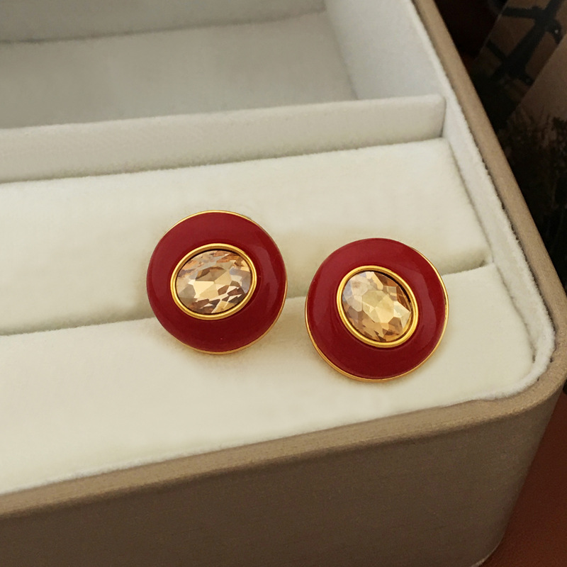 Luxury earrings Retro round earrings leopard print S925 silver needle premium minimalist gentle ear clip birthday gift to girls gold earrings