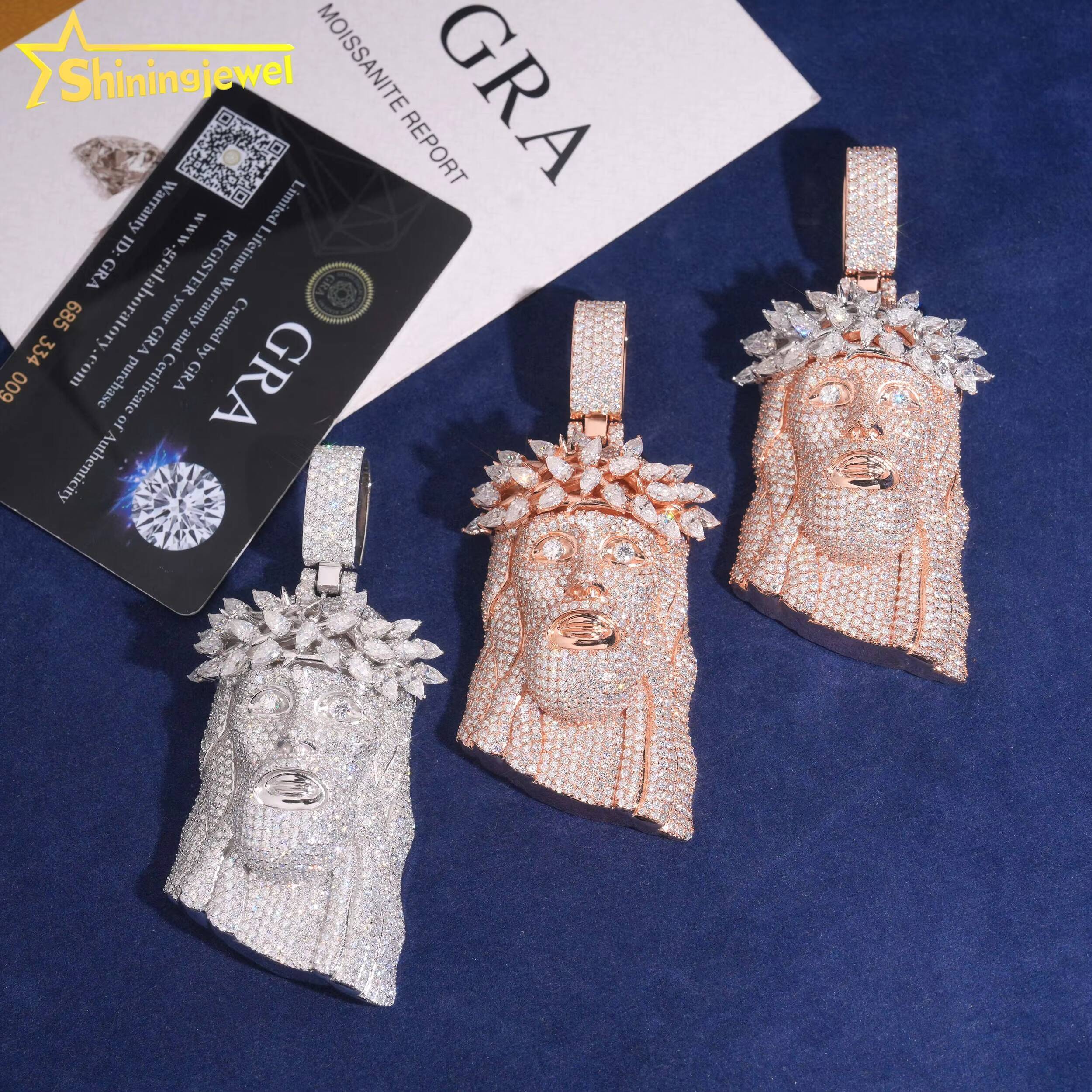 Iced Out Jewelry Gold Plated Jesus Pendant 925 Sterling Silver GRA Moissanite Pass Diamond Test Hip Hop Pendant Designer's style