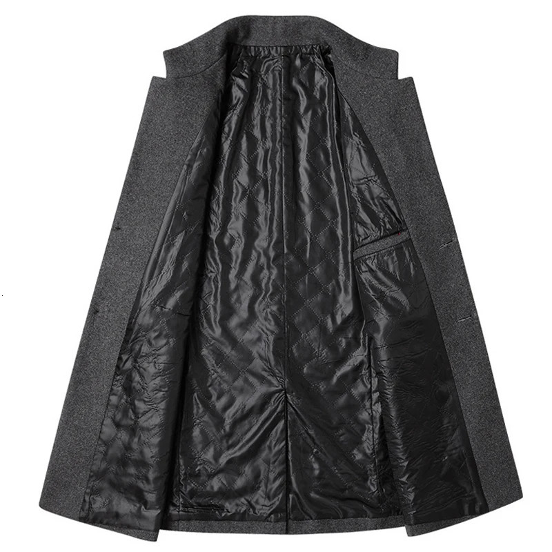 Winter Mens Woolen Jackets Casual MidLong Trench Coats Male TurnDown Collar Solid Color Warm Business Clothing 251029