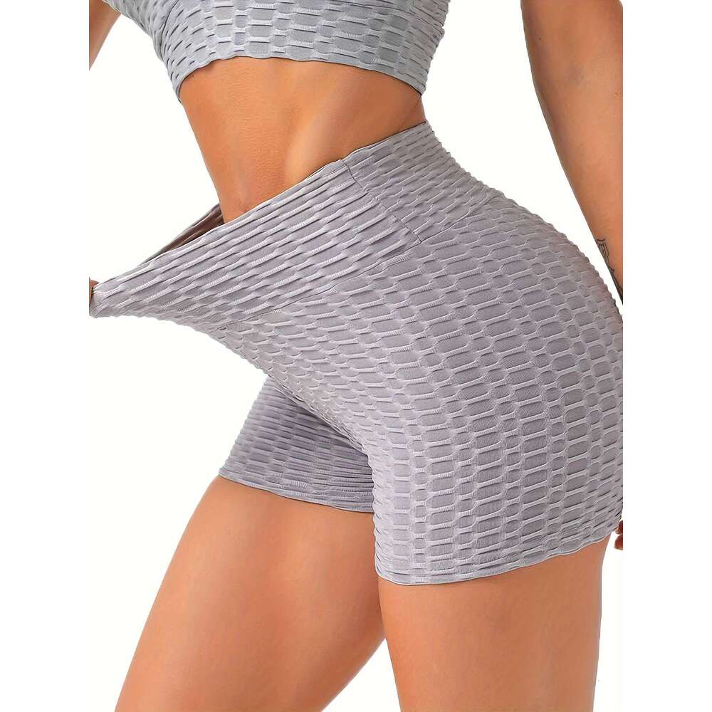 5-Pack High Waist Textured Peach Lift Yoga Shorts, Stretchy Gym Bubble Workout Shorts for Women, Quick-Dry Fiess Sports Activewear, Assorted Colors