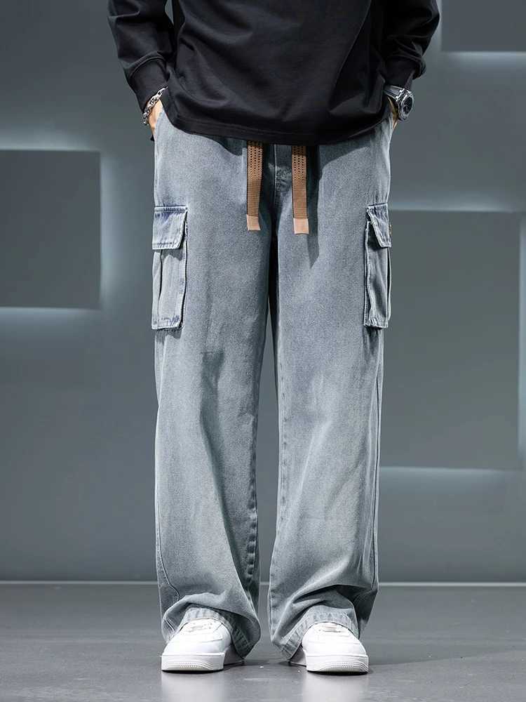 Mens Baggy Jeans 8XL Plus Size 2025 Autumn New Streetwear Wide Leg Straight Denim Pants with 6 Pockets J251030