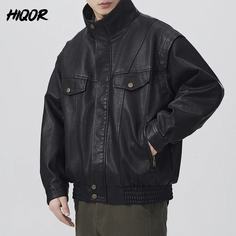 Retro Motorcycle Soft Leather Jacket Men American Simulation Streetwear Jacket Baggy Coat Autumn HighEnd Sensation Casual Wear 251023