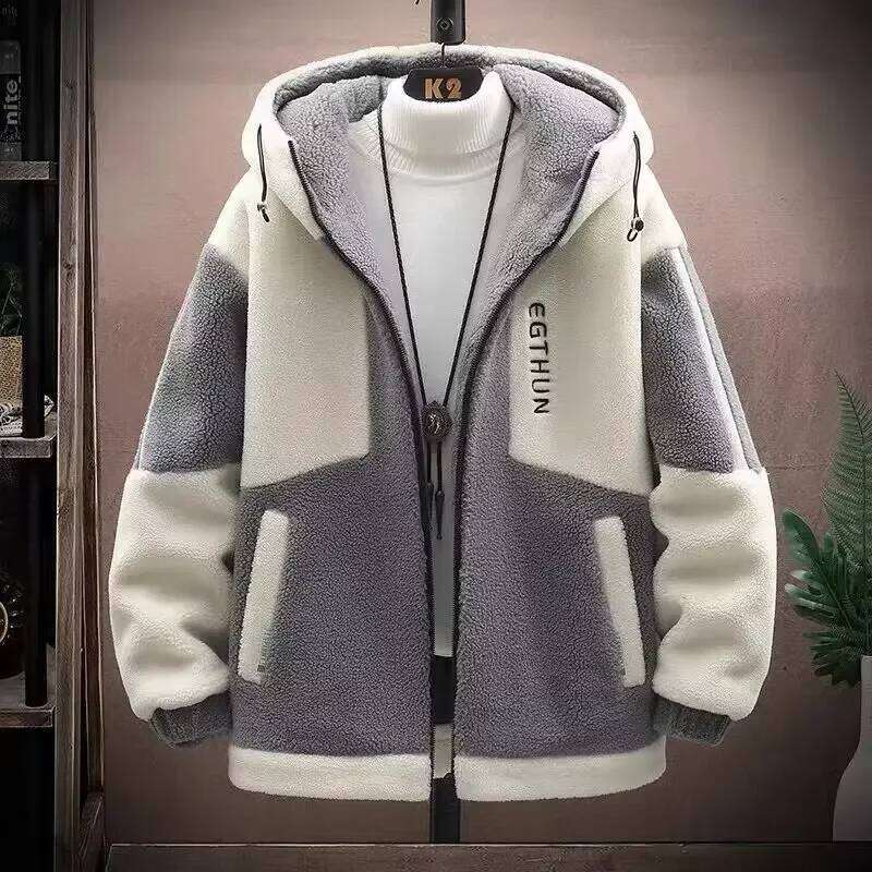 Autumn Men's Korean Fashion Streetwear Haruku Winter Hooded Casual Men Clothing Wool Jackets Warm Jacket