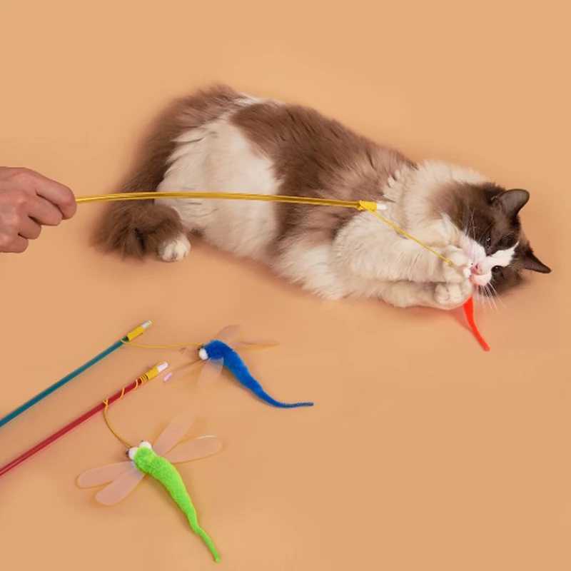 1PC New cat Teaser stick sequins big eyes Dragonfly cat toy interactive Teaser stick S251029