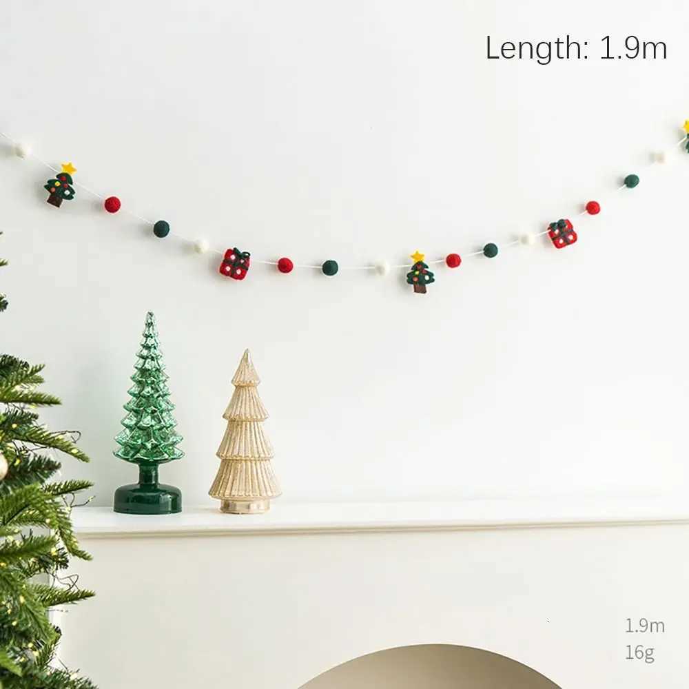 Kawaii Felt Christmas Banner Hanging Bunting Merry Christmas Ornaments Reusable Xmas Decorations C251030