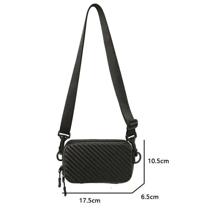 Simple Lightweight Box Unisex Trendy Diagonal Striped Shoulder Soft PU Leather Pressed Shell Men's Messenger Bag
