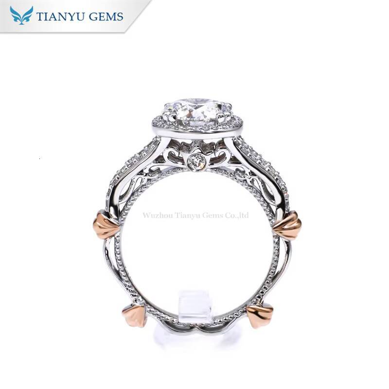 Tianyu 15CTW 75MM Round Moissanite Diamond Custom Fine Jewelry Sterling Silver 10K 14K 18K Gold Twotone Engagement Rings