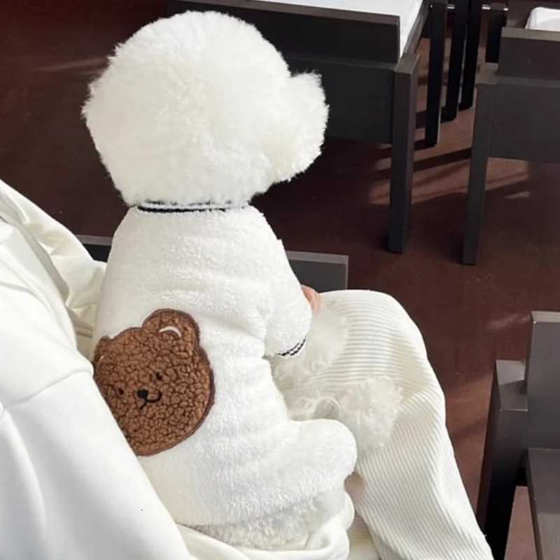 Autumn Dog Hoodies Warm Plush Dog Jumpsuits Luxury Soft Puppy Clothes Bear Pattern Cat Pullovers Pet Overalls Poodle Dog Clothes C251030