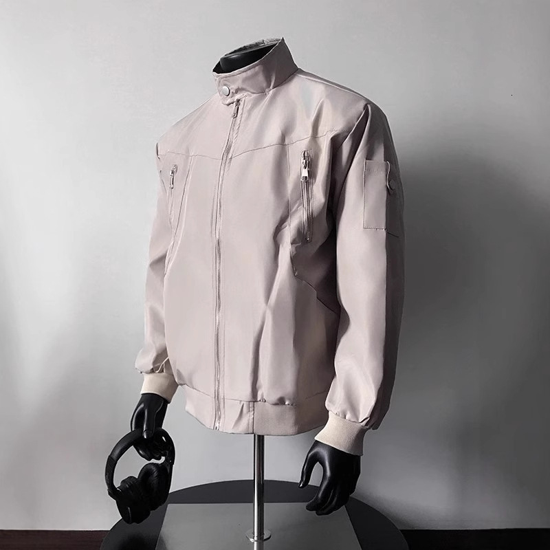 Jacket Men Zipper Design Black Workwear Designer Jacket Jacket For Men Spring And Autumn American Retro Functional Style Stand Collar Bomber Jacket