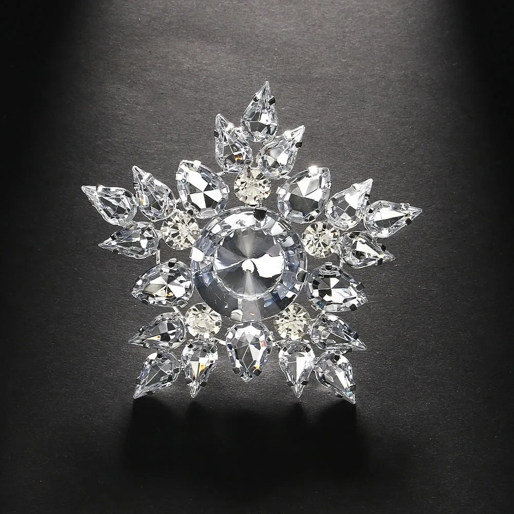 Stonefans Snowflake Exaggerate Finger Ring Wedding Hand Accessories Elegant Women Round Rhinestone Open Ring Jewelry Bridal 251023