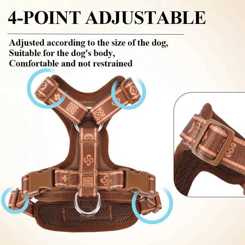 HP5211Classics Pet Dog Harness Adjust with Durable Webbing AntiDeformation Alloy Ring 4 Points Adjustable J251129
