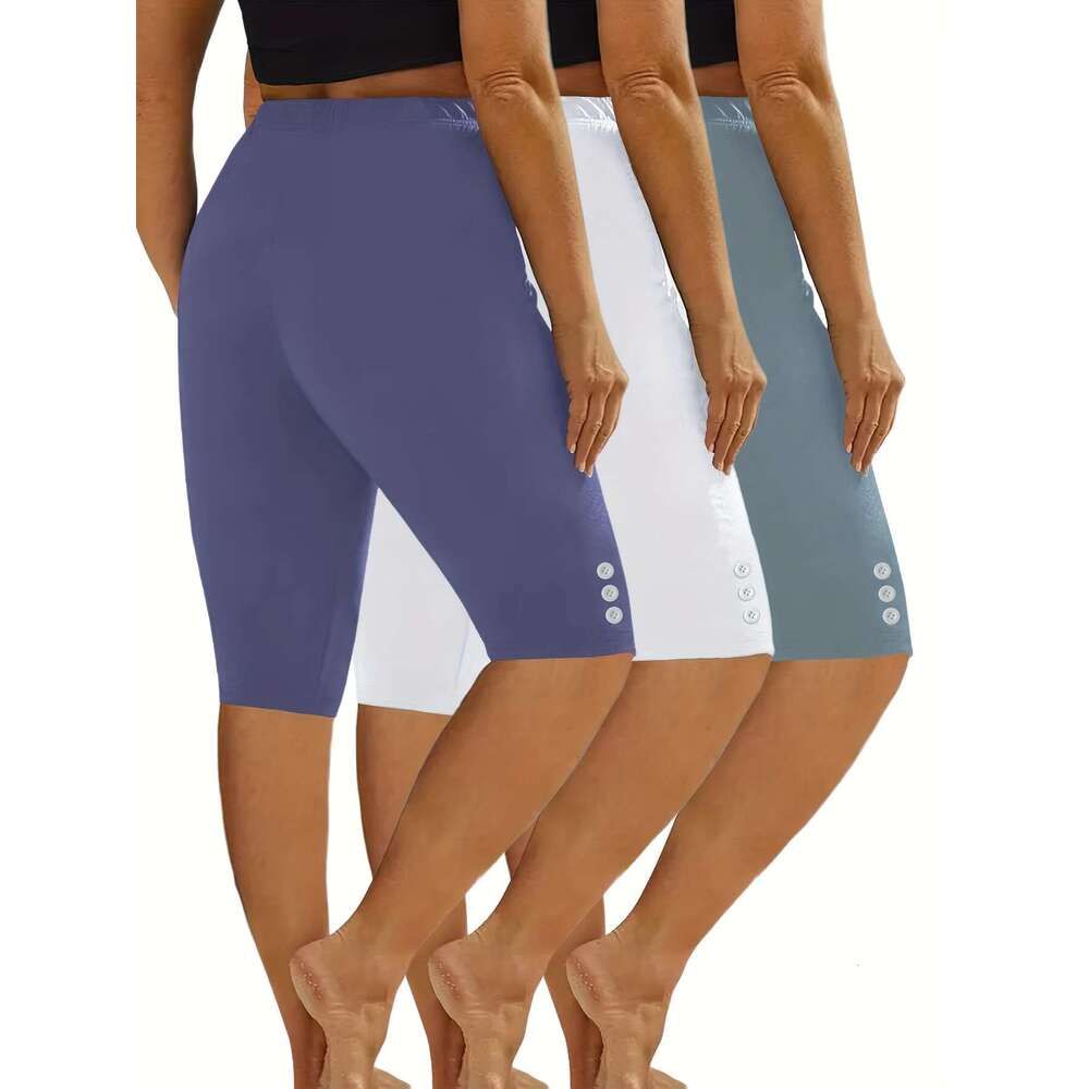 3pcs Casual Sport Leggings Athleisure Wear, Workout Classic Fit, Solid Color, High Elasticity, Stretch Fabric, Multipack Training Shorts, Fiess Enthus