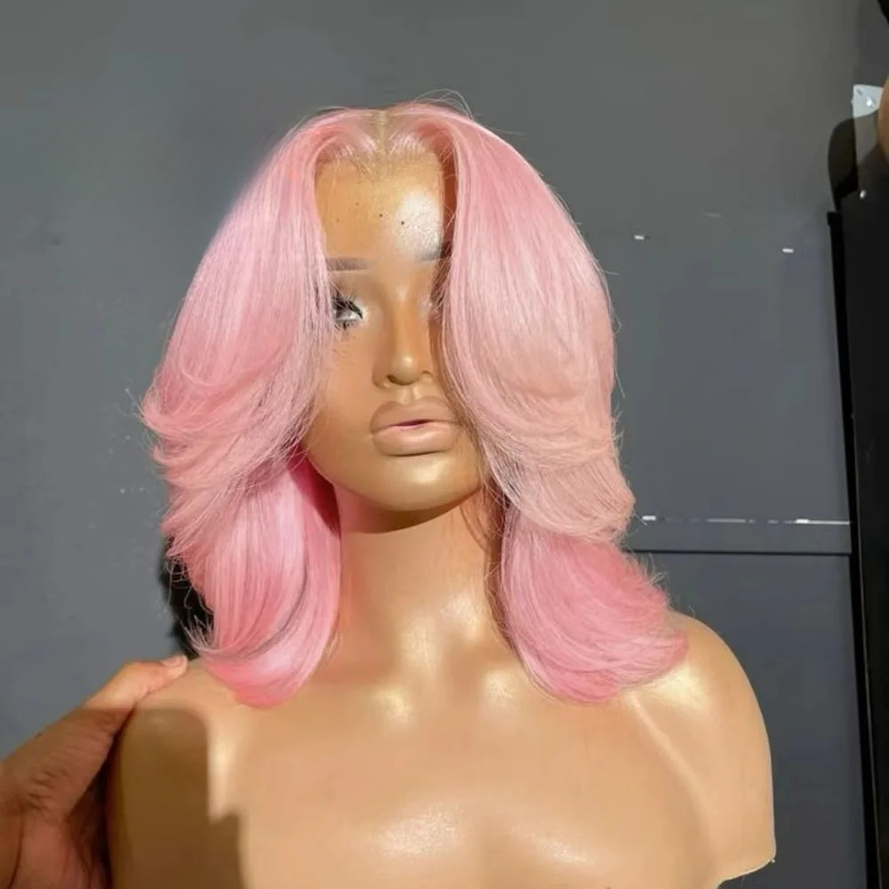Pink Short Bob Wig 13x4 Glueless Lace Wigs Body Wave Human Hair Wig Preplucked 13x6 Hd Lace Wig For Women Cosplay Daily Wear Purple