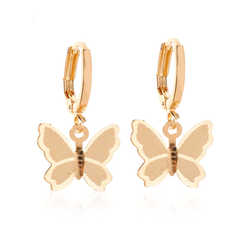 18k Gold Plated Korean Style Gold Sweet Matte Butterfly Drop Ear Clips Women's Earrings