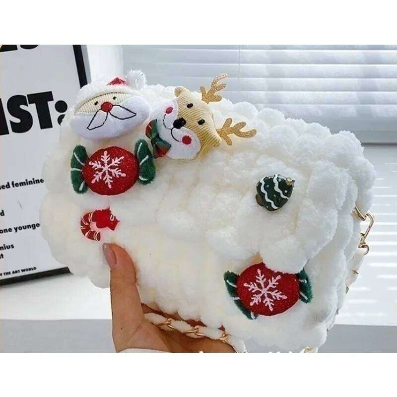 Christmas Diy Hand-Woven Homemade Gift Girlfriend Cute Plush Material Bag 2025 Winter
