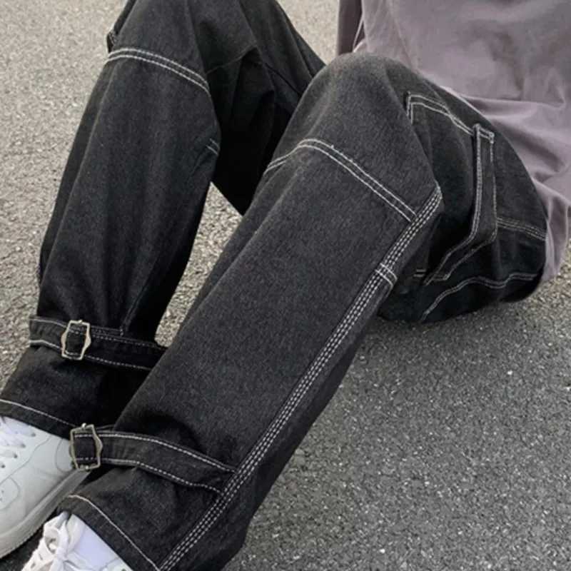 Cargo jeans Men Wide Leg Jeans Hip Hop Casual Mens Straight Baggy Denim Pants Streetwear Skateboard Pant Neutral Trousers J251030