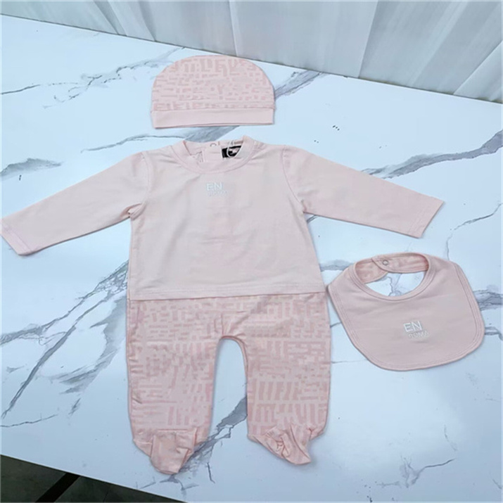 Newborn baby pure cotton jumpsuit, autumn boy and girl jumpsuit, fashionable print, high-quality baby three-piece set, tight-fitting suit, designer children's clothing p5