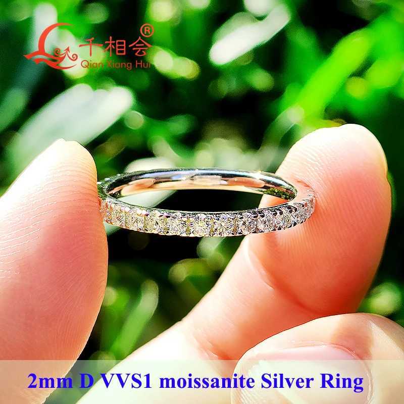 solid 2mm 3mm Moissanite Full Eternity Ring Band 925 Sterling Silver white Round Moissanite Diamond Jewelry gift dating partyW251030